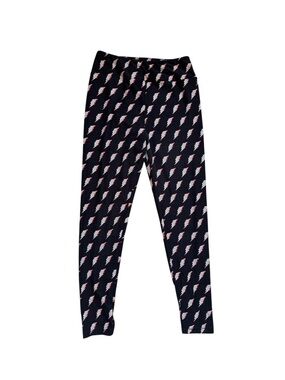 LuLaRoe OS Rock N Roll Black Leggings  Bolt Print